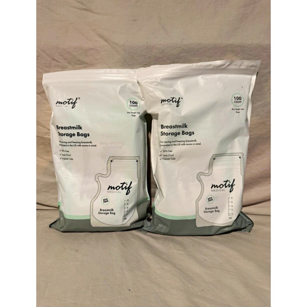 Motif Medical Breastmilk Storage Bags Pouch 100 Ct Leak Proof BPA-Free 2 Pack